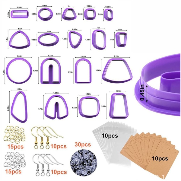 Mordely 129st Polymer Clay Örhängen Cutters lila purple