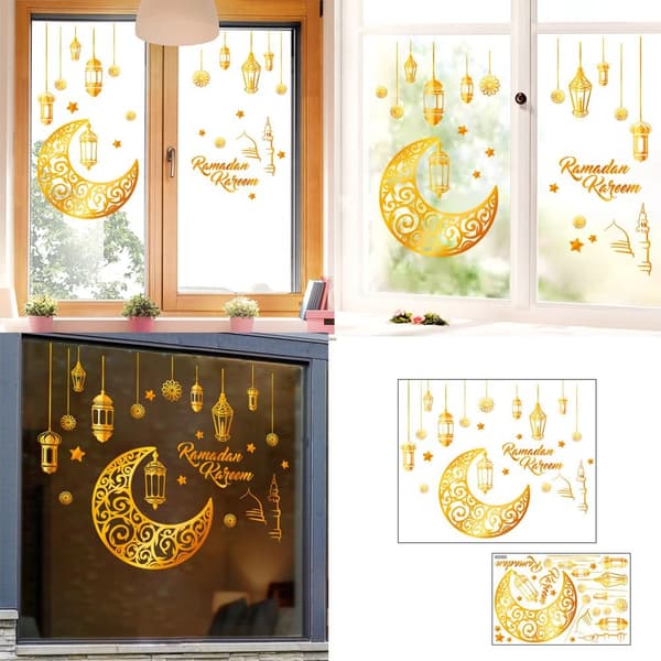 Mordely Eid Mubarak Fönsterdekaler Väggdekaler Ramadan Decor