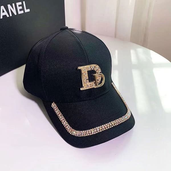 Mordely Rhinestones Baseball Kepsar Peaked Cap VIT D VIT D White D