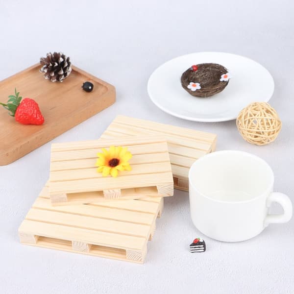 Mordely Trä Cup Coaster Mini Pall Drinks Isolering Pad wooden