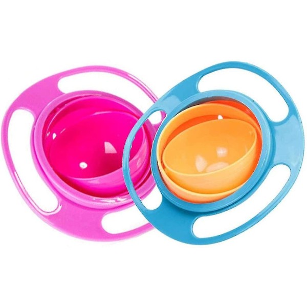 Anti-spill Bowl Feeding Bowl Baby Food Grade Plastic Bowl With Lid Children's Tableware Rotatable Gyroscope Shape Prevent Food Falling Out, Beautiful