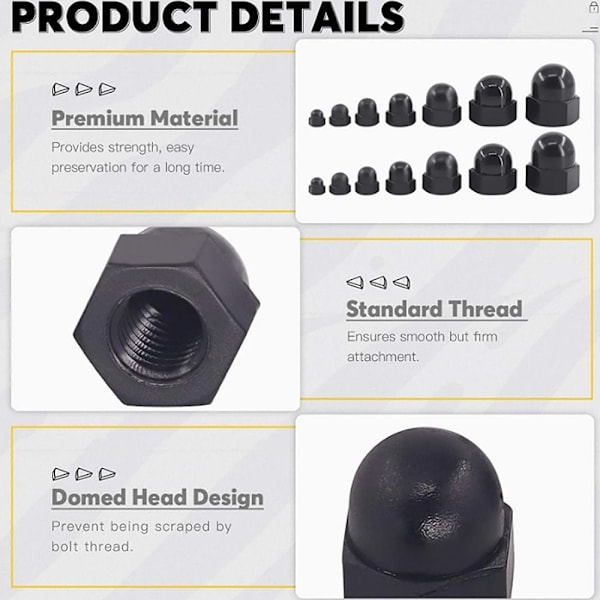 Mordely 100 st Kupolnötter Nylon Ekollonnöt Cap