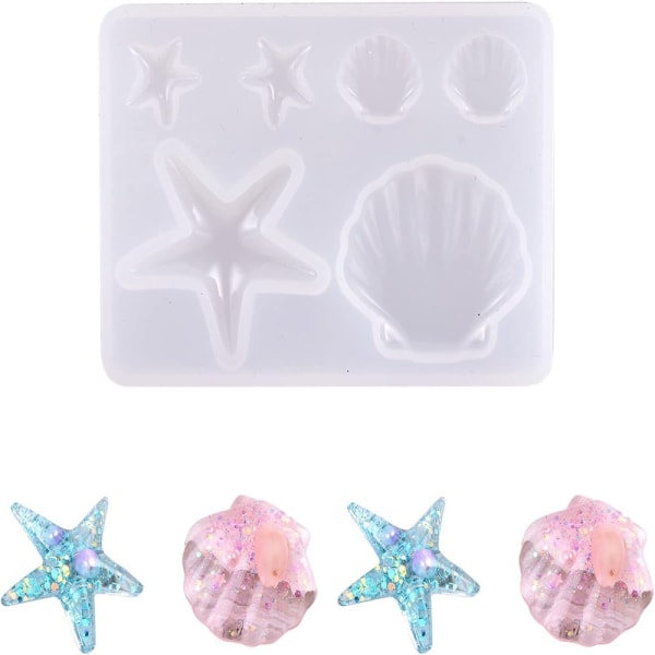 5 st Starfish Shell Smycken Silikon Molds Seashell Silikon