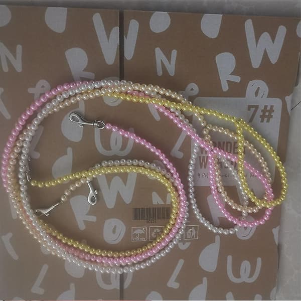 Pearls Beaded Pet Dog Cat Training Walking Leash Lead Leashes