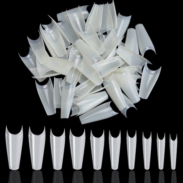 Mordely 500ST Falsk Nail Djup C Curve Kista Naglar NATURLIG Natural
