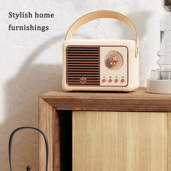 Mordely Bluetooth Music Player Retro uppladdningsbar högtalare Snygg radio white
