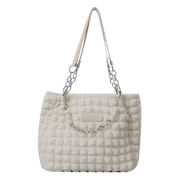 Hobos Shopper Bag Axelväska underarmsväska VIT white