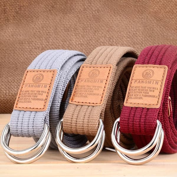 Mordely Nylon flätat bälte dubbelring midjeband MAROON maroon
