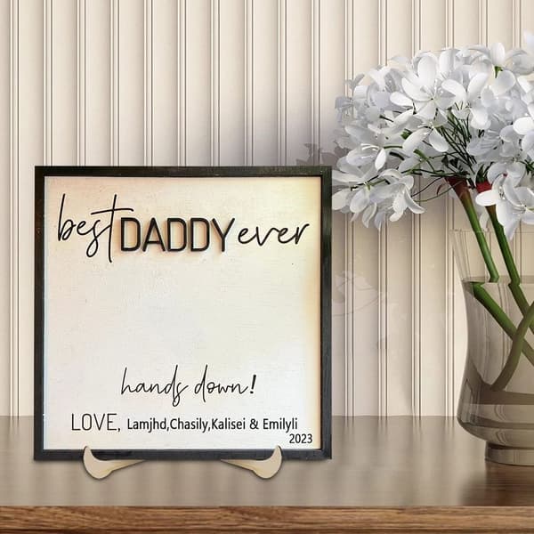 Mordely Handprint Träplakett Kid Handprint Gift DADDY