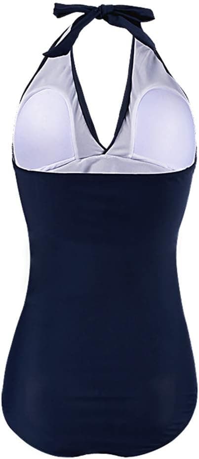 aternity Swimsuit One Piece Swimsuit Halter Pregnancy Solid Swimsuit with Adjustable Drawstring Navy M