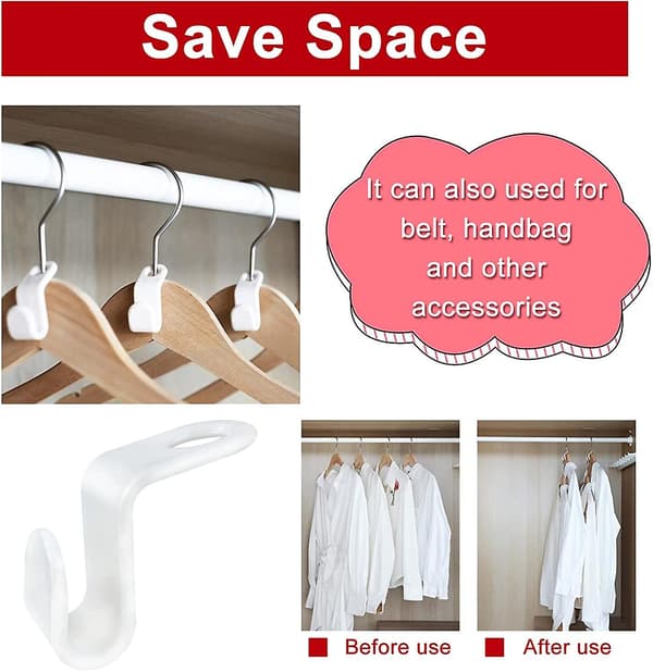 40 Pack Hanger Connector Hooks, Mini Plastic Hanger Hooks, Hanger Organizer For Wardrobe Space Saving, White