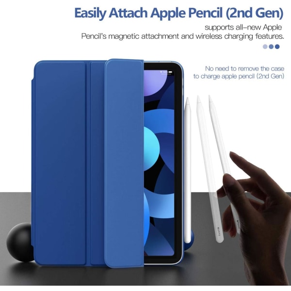 2023 New iPad 8th/7th Generation Case 10.2 with Pencil Holder, Protective Cover with Auto Wake/Sleep, Trifold Stand for iPad 8th Generation, Blue