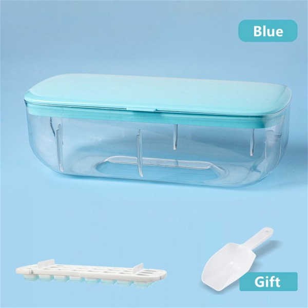 Mordely 24 Grids Ice Cube Container Box Press Typ Ice Cube Maker BLÅ blue