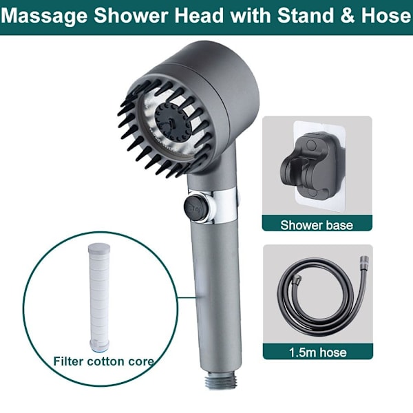 Mordely 4 i 1 massageduschmunstycke Högtrycks SET Shower Head Set