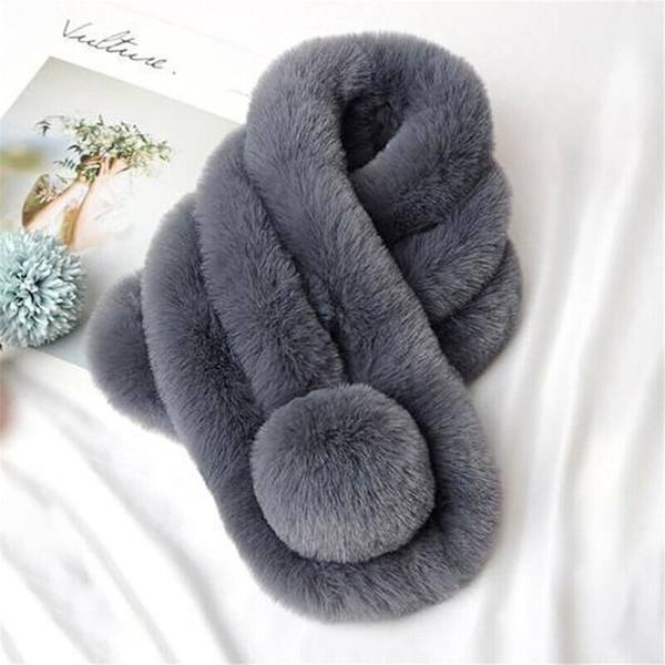 Mordely Kvinnor Dam Fuskpälskrage Scarf Neck Wrap Scarves Grey