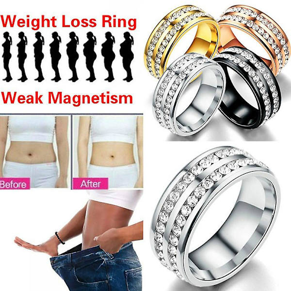 Mordely Viktminskning Crystal Rhinestone Ring gold 8
