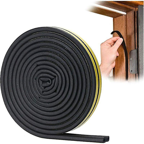 D-profile Gasket Strip, Door And Window Caulk With Strong Adherence, Noise Insulation And Weather Protection, 6 Meters (black)