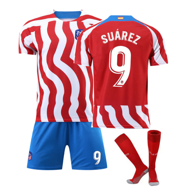Mordely 22-23 Atletico De Madrid tröja No.9 Suarez Vuxen Barn Set 22 (120-130cm)