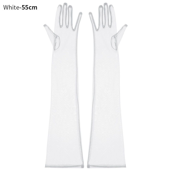 Mordely 1 par Tyllhandskar Bröllopsbröllopshandskar VIT 55CM White 55cm