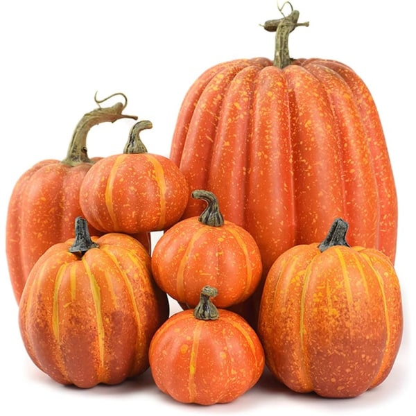 Mordely 7 st konstgjord pumpa, falsk pumpa, höstdekoration för Thanksgiving Halloween jul