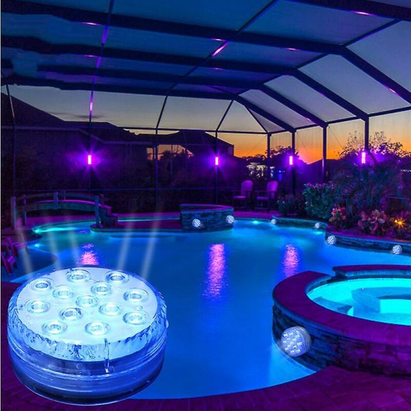 Mordely Underwater Pool Light, Ip68 Waterproof Led Pool Spotlight With Rf Remote, Above Ground Led Pool Light Lamp - 13 Lights + Infrared Remote *1