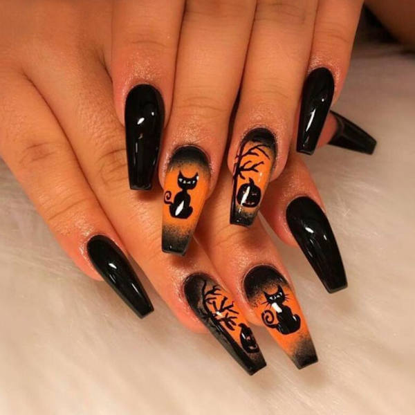 Mordely Halloween Almond Fake Nails Ballerina False Nail 1