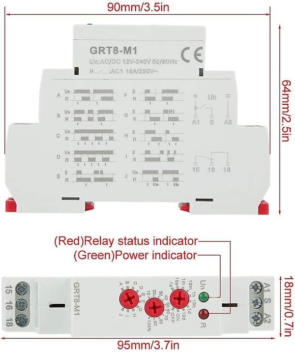 2023 Multifunctional Delay - Grt8-m1 Multifunctional Delay Relay With 10 Functions Din Rail Mount Ac/dc 12v~240v