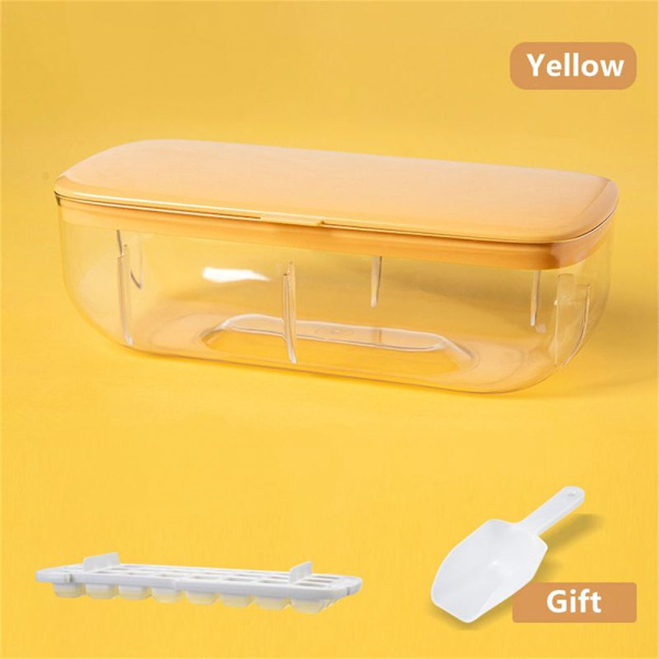 Mordely 24 Grids Ice Cube Container Box Press Typ Ice Cube Maker GUL yellow