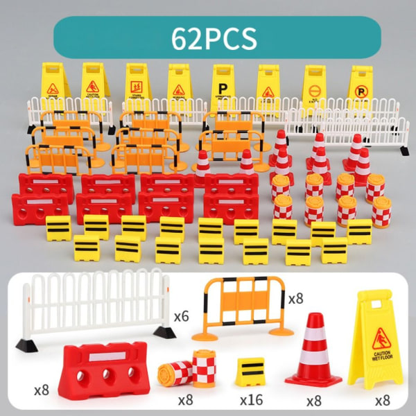 Mordely 24/40/62PCS Mini Traffic Cones Vägskyltar