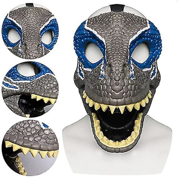 Halloween Party Cosplay Mask Simulering Jurassic Dinosaur Mask Blue