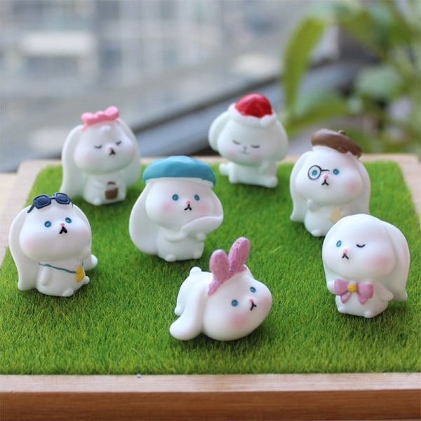 Mordely 1 Set Miniatyr kaninfigur Resin Bunny Statue 12ST 12PCS