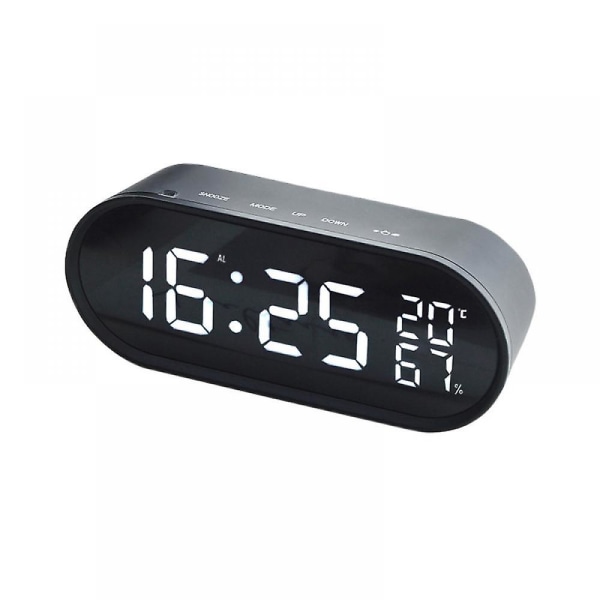 2023 Led Temperature And Humidity Display Creative Alarm Clock, Silent Night Light Electronic Clock, Home Clock, Student Desk Clock - Black