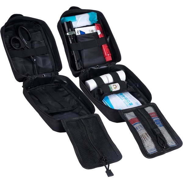 Tactical Medicine Emt Pouch Waterproof Molle First Aid Bag, Military First Aid Kit Kit For Hiking Camping Airsoft With Medical Scissors (black)