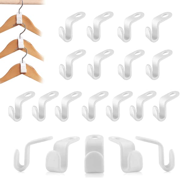 2023 20 Pieces Plastic Hanger Connector Hook, White Mini Hanger Connector Hooks, Space Saving Hanger Hooks For Closet