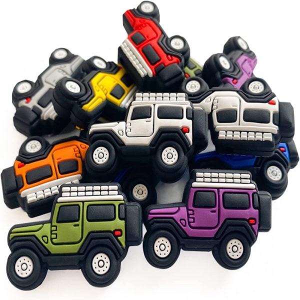 16 delar Cool Truck Silikonpärlor Bilar Spacer Beads Färgglada