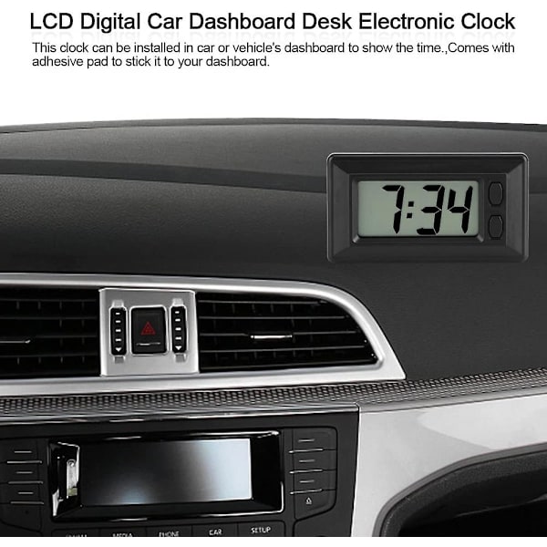 Mordely Lcd Digital Clock Table Car Dashboard Desk Electronic Clock Date Time Calendar Display