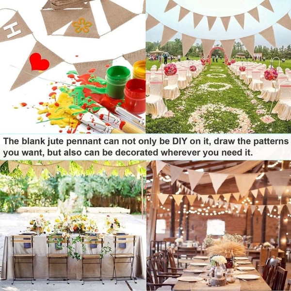 Mordely Burlap Bunting Banner Jute Banner 10M 10m