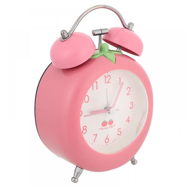 Creative Cartoon Tomato Alarm Clock, Vegetable Designed Alarm Clock, Practical Household Clock, Children's Cartoon Clock - Pink