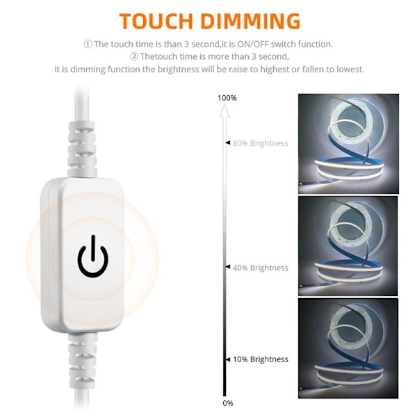 Mordely LED Dimmer Switch Manuell Knop Touch WHITE white