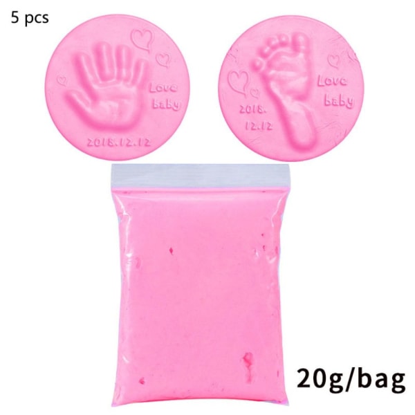 Mordely 5 st Nyfödd baby Handavtryck Footprint Mud ROSA pink