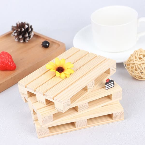 Mordely Trä Cup Coaster Mini Pall Drinks Isolering Pad wooden