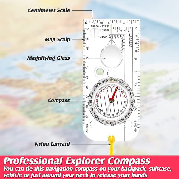 Navigation Compass Boy Scout Compass Orienteering Compass Lightweight Hiking Compass (12.5 X 6.0cm)