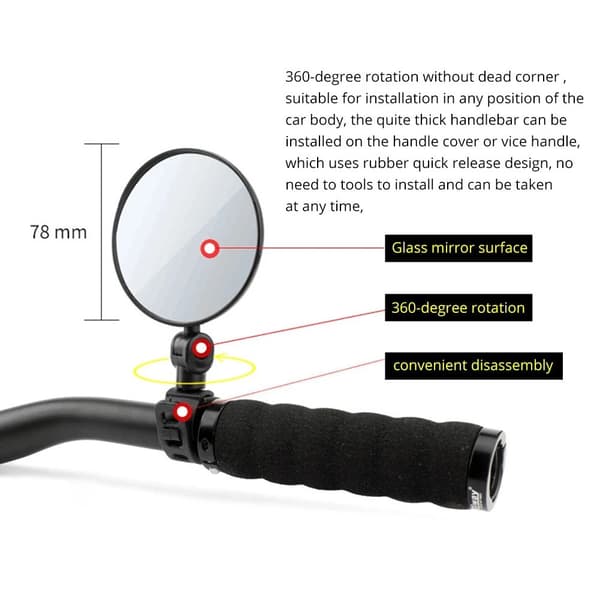 Mordely Justerbara cykelspeglar backspeglar 2-pack Svart