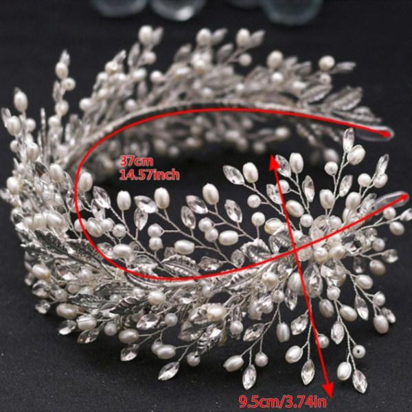 Mordely Rhinestone Pearl Leaf Headpiece för kvinnor och flickor GOLD Gold