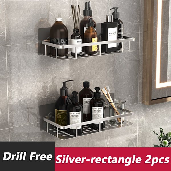 Mordely Hörn Dusch Caddies Badkar Organizer Hylla SILVER RECTANGLE silver rectangle 2pcs