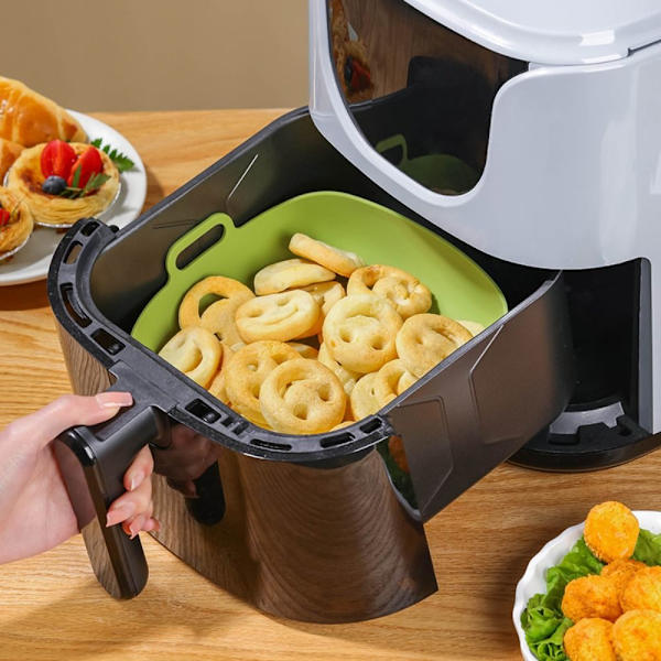 Mordely Air Fryer Korg Vikbar silikongryta GUL FYRKANTIG KVADRATUR Yellow Square-Square