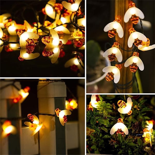 Mordely Solar Powered Söt Honey Bee Led String Light