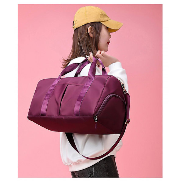 Mordely Travel Bag Large Capacity Folding Travel Bag With Rod Sleeves Sports Handbag Suitable For Travel Sports Fitness Purple