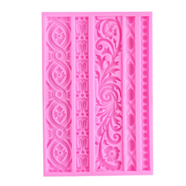 Mordely DIY Baroque Scroll Relief Cake Border Silicone Mold Frame Fondant Cake Decorating Tools Candy Chocolate Mold