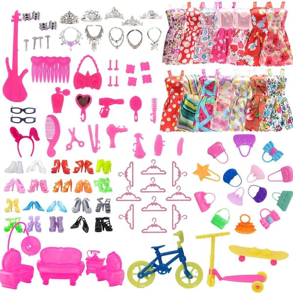 Mordely 1 Set Random Doll Kläder Tillbehör Skor Klänning 74ST 74PCS